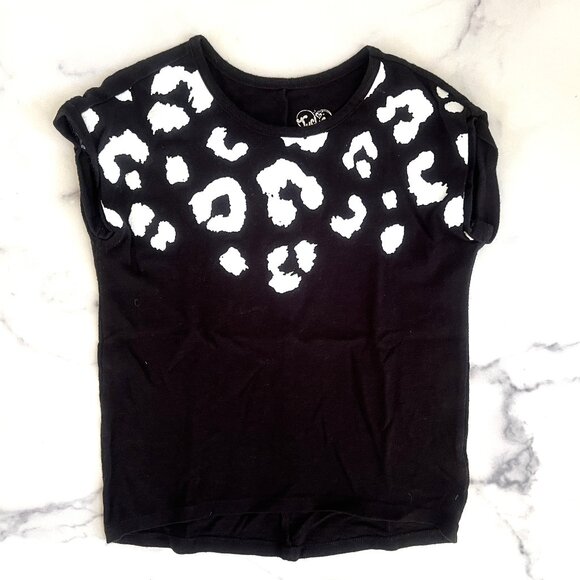 Justice Sparkle Animal Print T-shirt, Black/White, Size 5 - Picture 1 of 5
